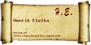 Henrik Etelka névjegykártya